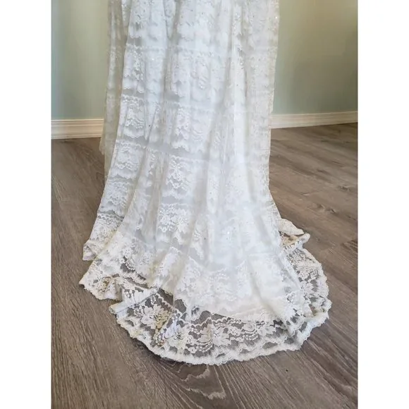 Galina Davids Bridal Womens 6 Wedding Dress Lacy Train Classic Strapless Elegant - Picture 5 of 6